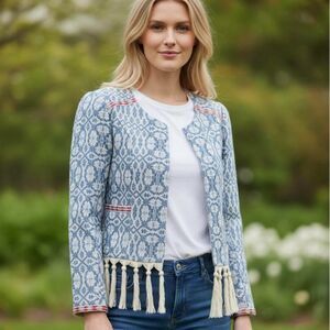 Tularosa Santa Fe Open-Front Fringe Tassel Jacket -Small